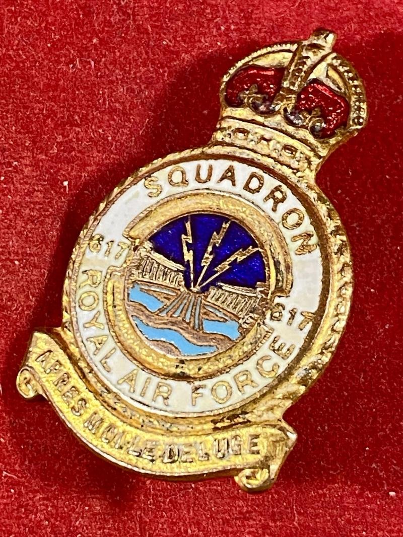 Rare Original WW2 Royal Air Force No 617 Squadron 'The Dambusters' Gilt and Enamel Badge by H. W. Miller Ltd — image 3