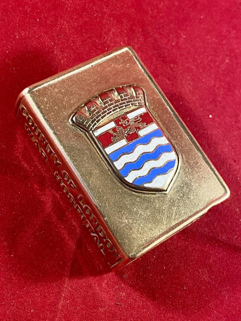 WW1 County of London War Hospital - Brass and Enamel Matchbox Cover – Christmas 1916 — image 2