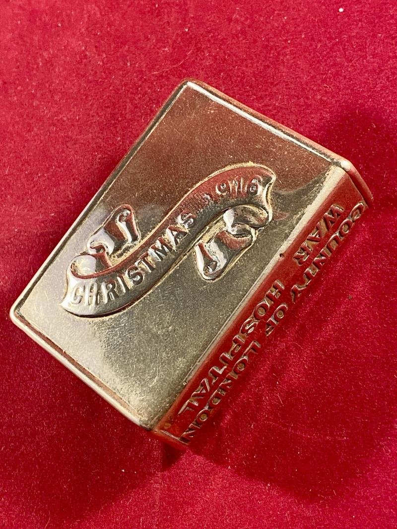 WW1 County of London War Hospital - Brass and Enamel Matchbox Cover – Christmas 1916 — image 4