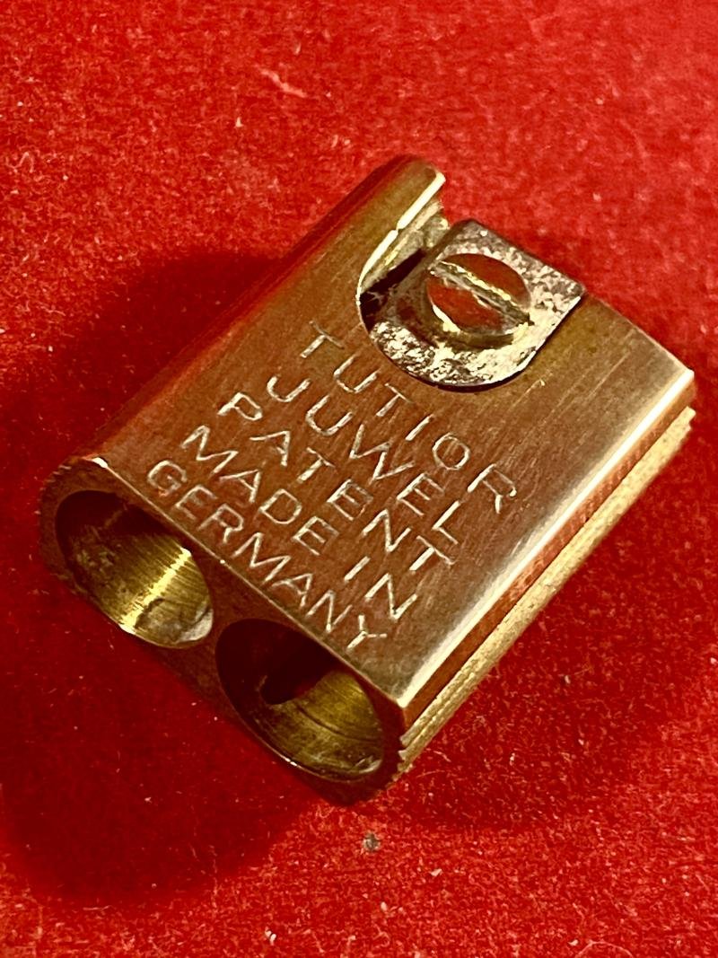 Antique German 'TUTIOR JUWEL' Double Brass Pencil Sharpener with Original Leather Case by L. & C. Hardtmuth — image 7