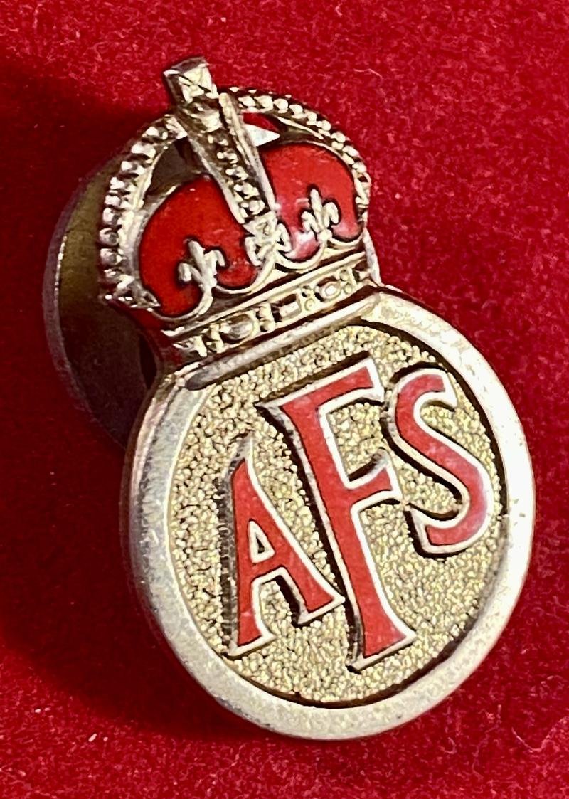 WW2 Period Auxiliary Fire Service AFS Officially Numbered Lapel Badge by H.W. Miller — image 3