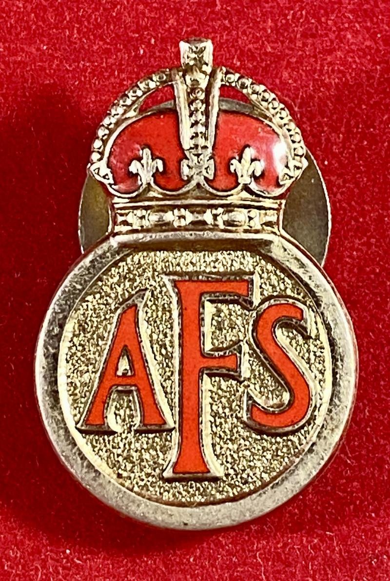 WW2 Period Auxiliary Fire Service AFS Officially Numbered Lapel Badge by H.W. Miller — image 4