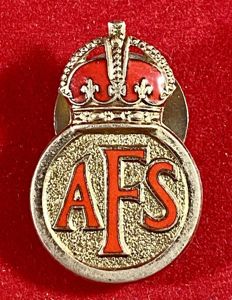WW2 Period Auxiliary Fire Service AFS Officially Numbered Lapel Badge …