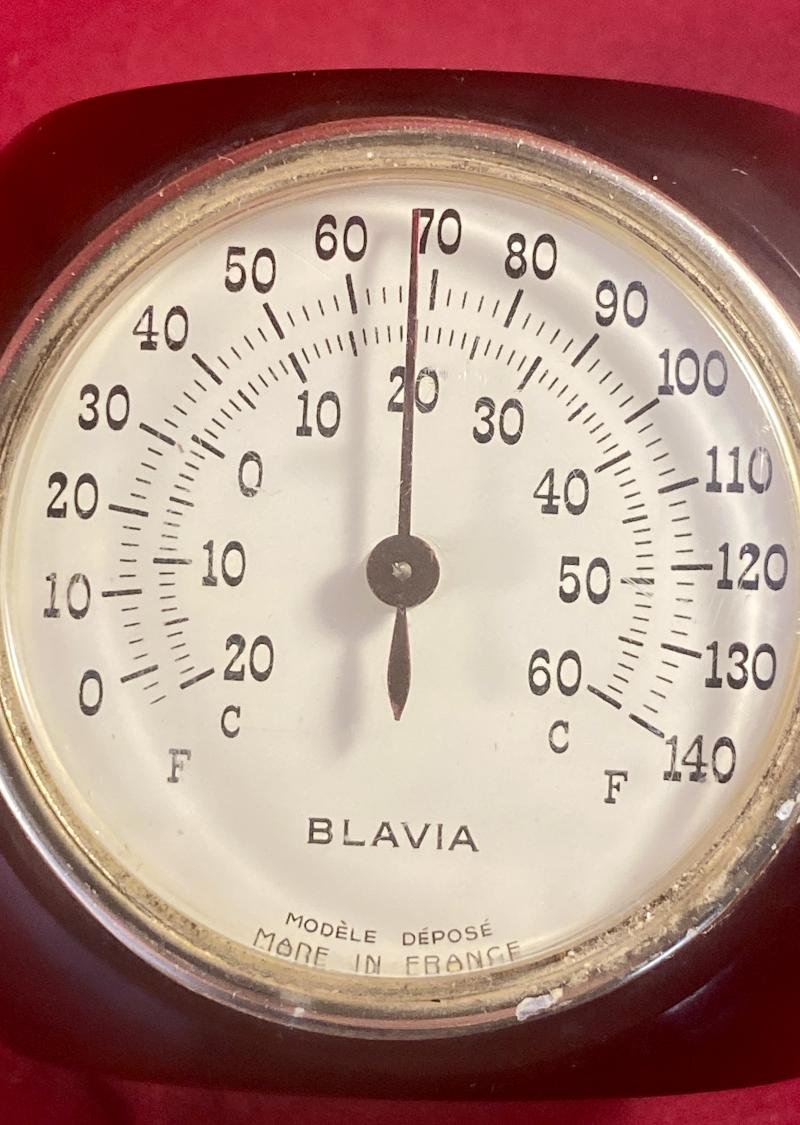 Vintage Red Bakelite 2.25' Square Dice shaped Thermometer by BLAVIA France c1930 — image 7