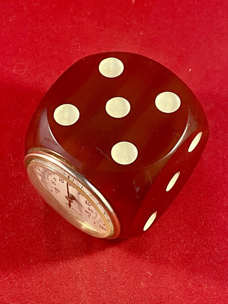 Vintage Red Bakelite 2.25' Square Dice shaped Thermometer by BLAVIA France c1930 — image 8