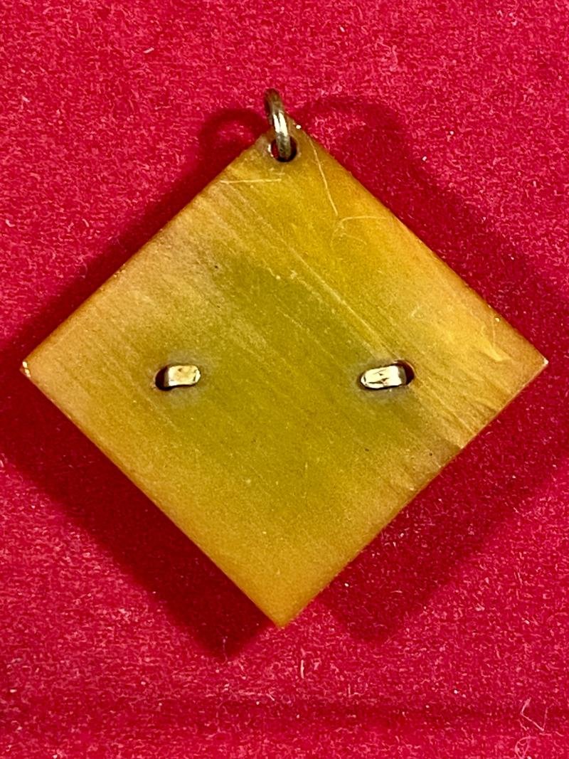 WW2 Butterscotch Bakelite Sweetheart Pendant set with a Photo of a Soldier — image 6