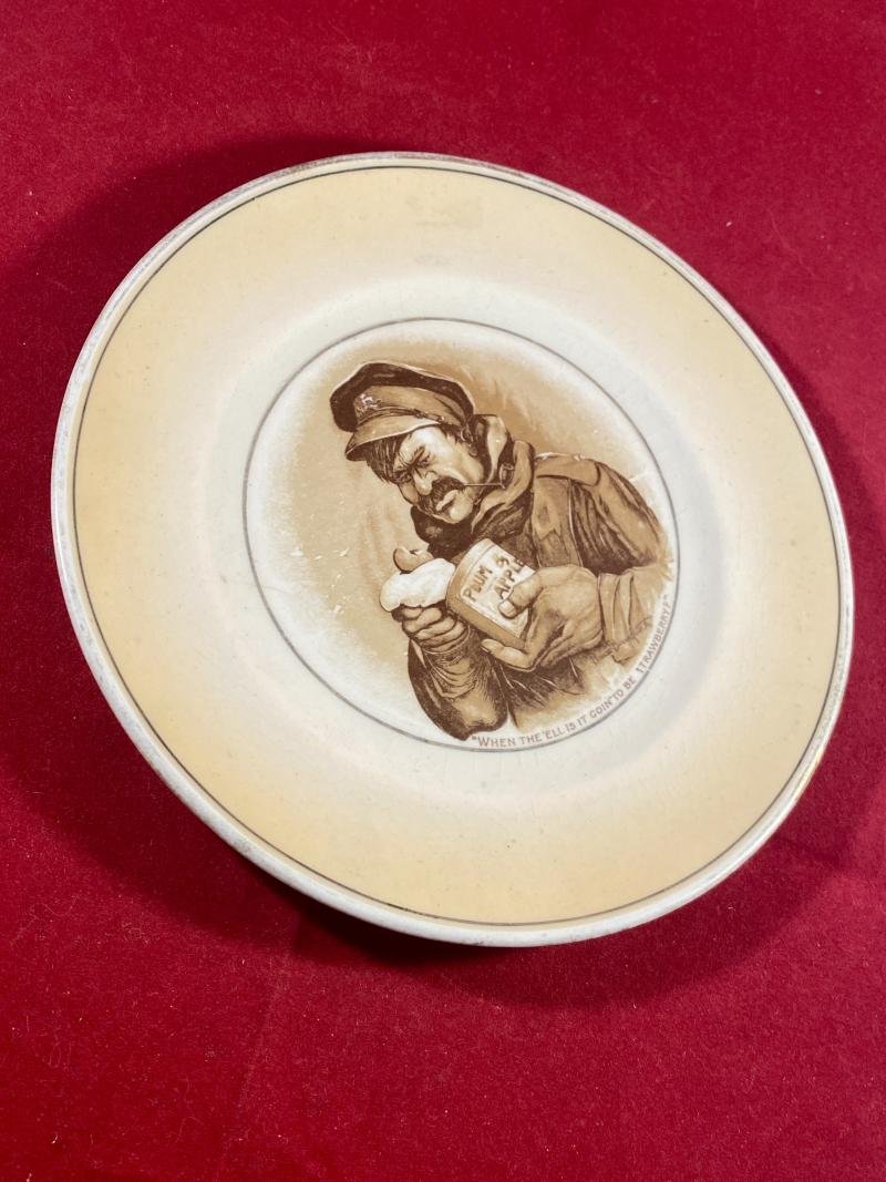 WW1 Bruce Bairnsfather 6' Commemorative Plate/Plaque Depicting 'Old Bill' and the words 'WHEN THE 'ELL IS IT GOIN' TO BE STRAWBERRY?' — image 4