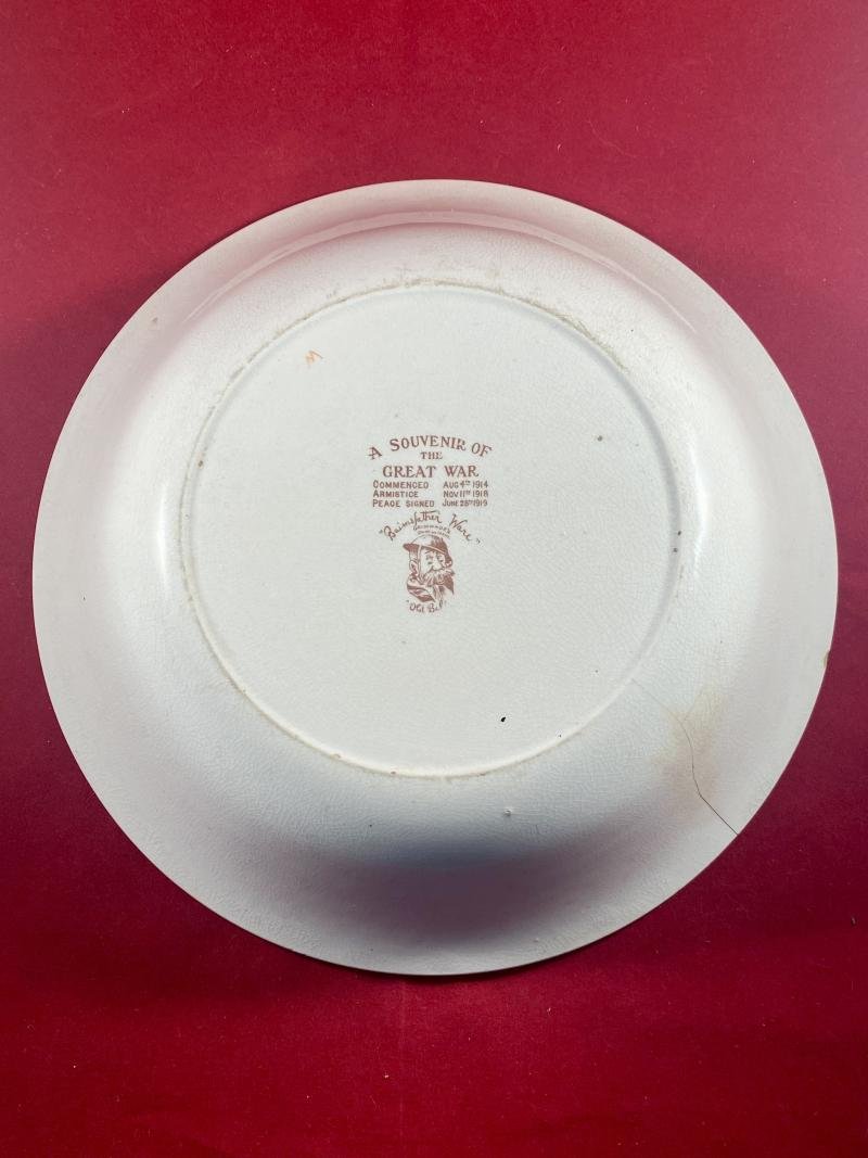 Large WW1 Bruce Bairnsfather 9' Commemorative Dish Depicting a Juggling Grenades Cartoon and the words 'KEEPING HIS HAND IN?' — image 7