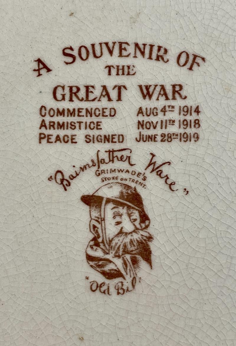 Large WW1 Bruce Bairnsfather 9' Commemorative Dish Depicting a Juggling Grenades Cartoon and the words 'KEEPING HIS HAND IN?' — image 8