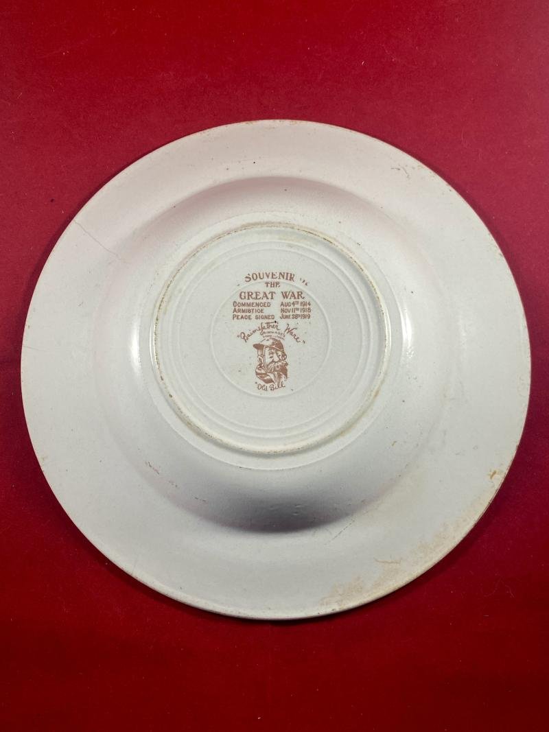 WW1 Bruce Bairnsfather 8.25' Commemorative Dish Depicting a Cooking Cartoon and the words THE HISTORICAL TOUCH – 'WELL ALFRED OW ARE THE CAKES?' — image 7