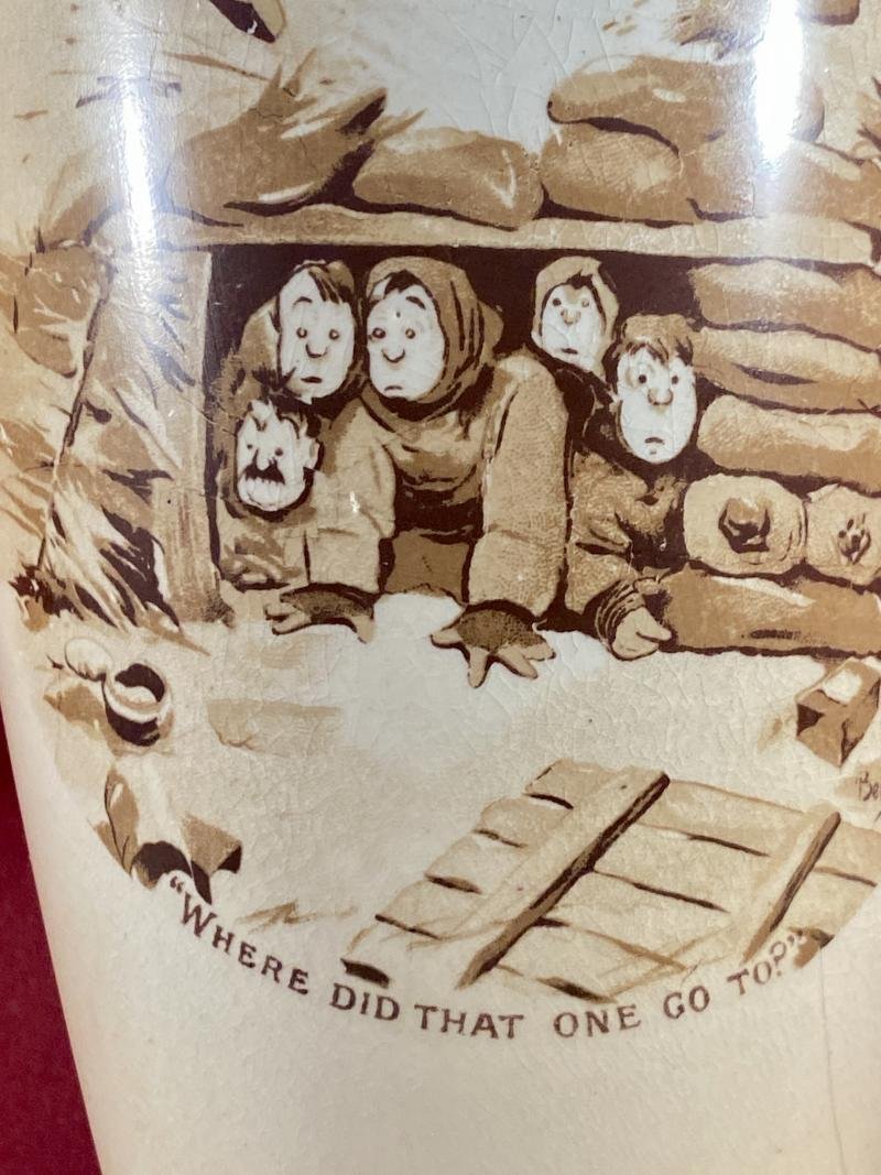 Rare WW1 Grimwades Commemorative Vase Depicting Two Bruce Bairnsfather Cartoons — image 3