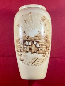 Rare WW1 Grimwades Commemorative Vase Depicting Two Bruce Bairnsfather Cartoons