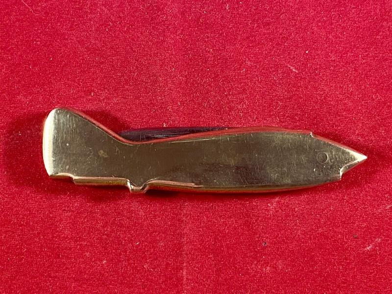 Unusual WW2 Period Novelty RAF Spitfire Aircraft Shaped Brass Penknife by Leppington CUTLASS Sheffield c1940 — image 2