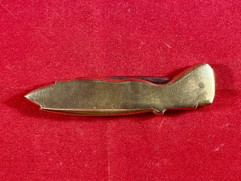 Unusual WW2 Period Novelty RAF Spitfire Aircraft Shaped Brass Penknife by Leppington CUTLASS Sheffield c1940 — image 3