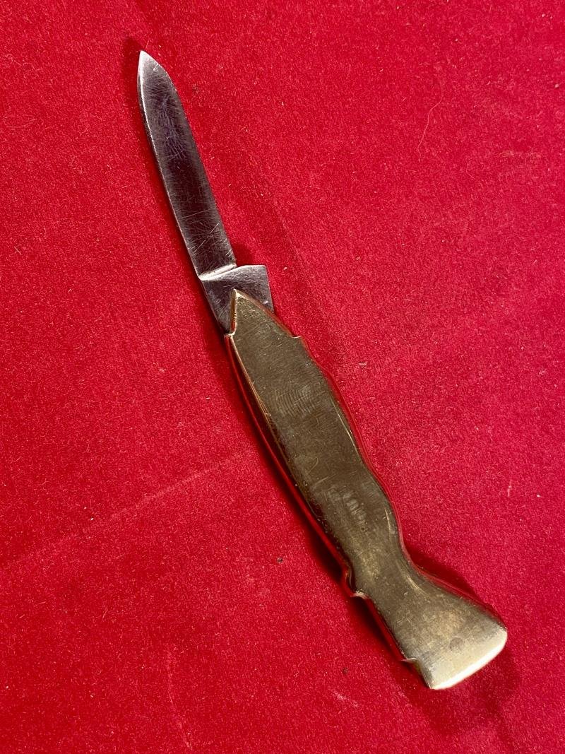 Unusual WW2 Period Novelty RAF Spitfire Aircraft Shaped Brass Penknife by Leppington CUTLASS Sheffield c1940 — image 4