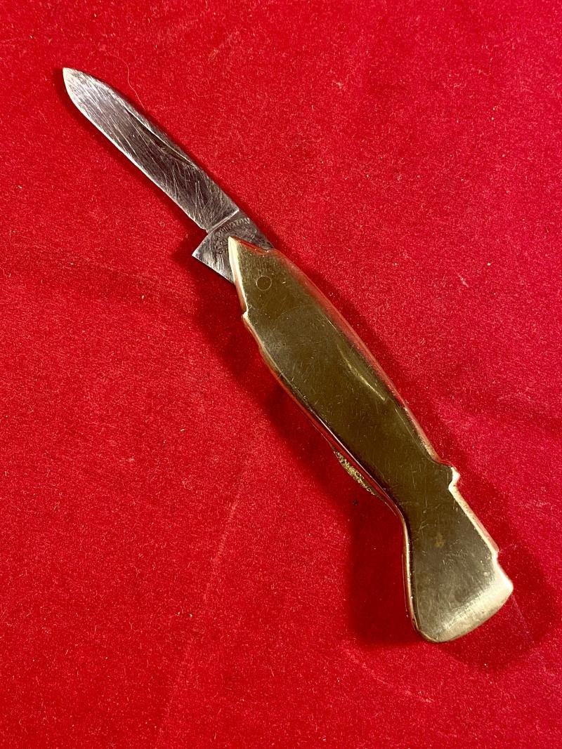 Unusual WW2 Period Novelty RAF Spitfire Aircraft Shaped Brass Penknife by Leppington CUTLASS Sheffield c1940 — image 6