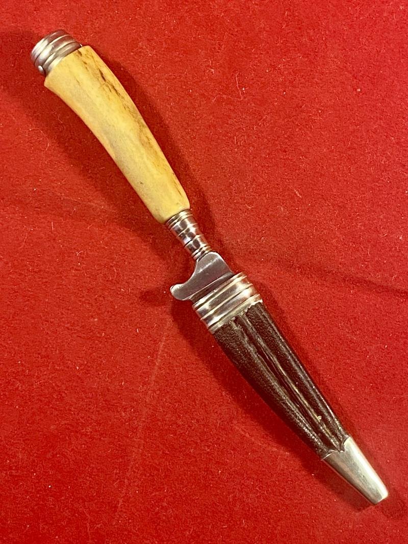 Small Vintage German Stag Handled Jagdnicker/Skinning Knife with Leather Sheath by J H PRIMA Solingen — image 4