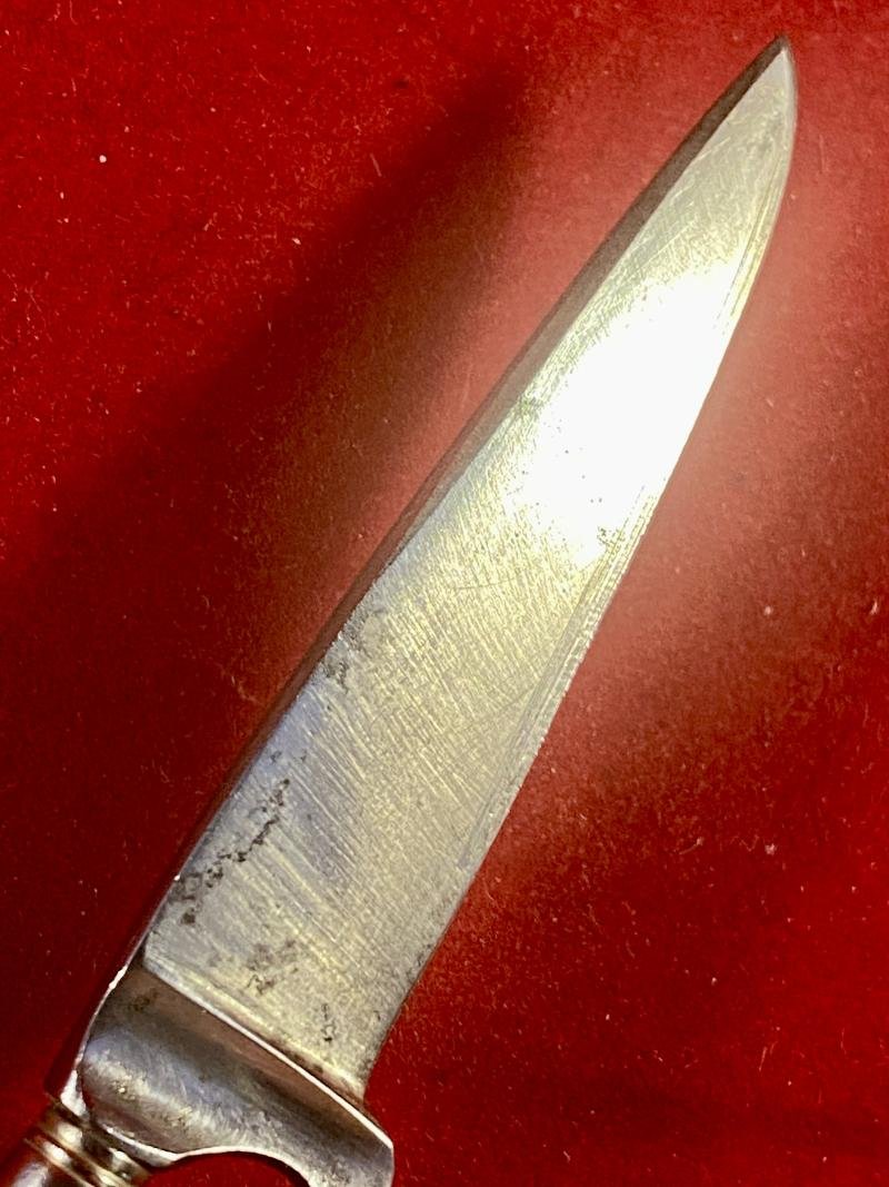 Small Vintage German Stag Handled Jagdnicker/Skinning Knife with Leather Sheath by J H PRIMA Solingen — image 8