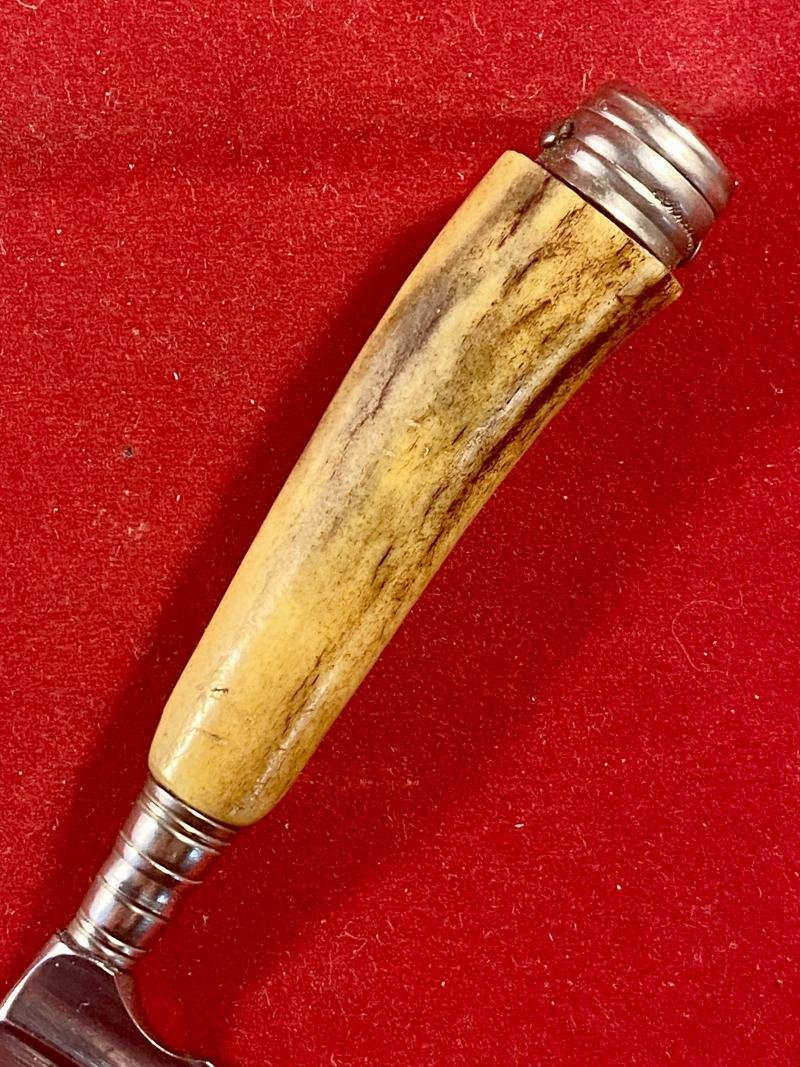 Small Vintage German Stag Handled Jagdnicker/Skinning Knife with Leather Sheath by J H PRIMA Solingen — image 9