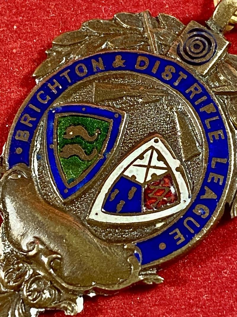 Vintage Bronze and Enamel Shooting Medal for the Brighton & District League Division 1 Winners in 1950 — image 4