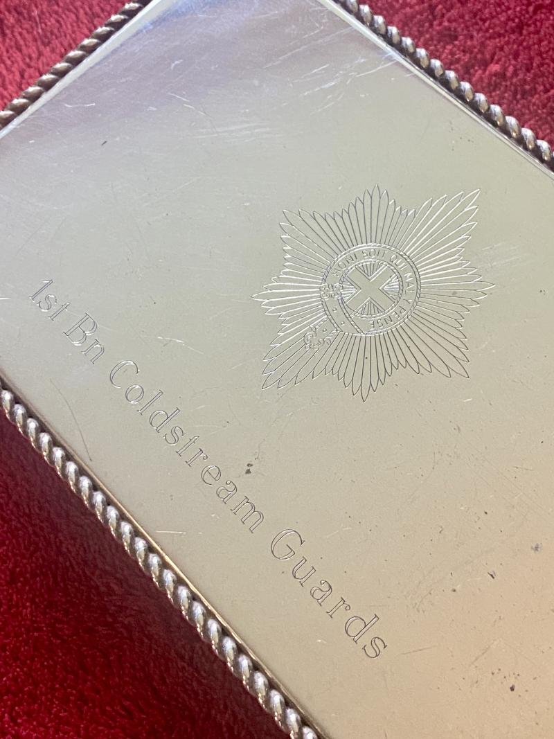 Vintage 1st Bn Coldstream Guards Presentation Silver Plated Cigarette Box – to RQMS D.R. Yorke 1979 — image 3