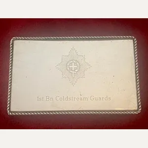 Vintage 1st Bn Coldstream Guards Presentation Silver Plated Cigarette Box …