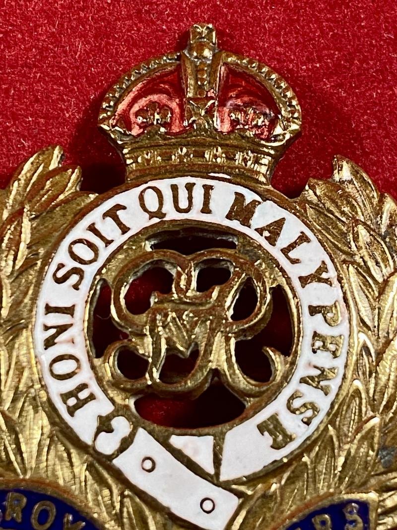 WW1 GVR Royal Engineers Brass and Enamel Regimental Crest Sweetheart Brooch — image 5