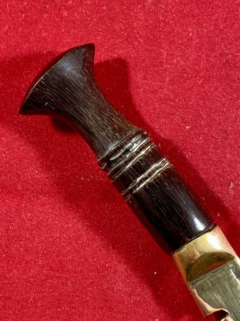 Vintage Miniature Brass Kukri Knife with Carved Horn Grip and Sheath — image 8