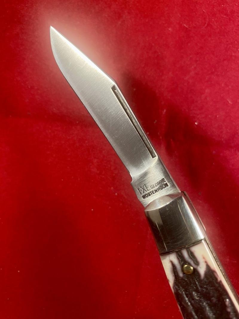 Mint I*XL GEORGE WOSTENHOLM Double Bladed Knife with Jigged Bone Grip Scales — image 4