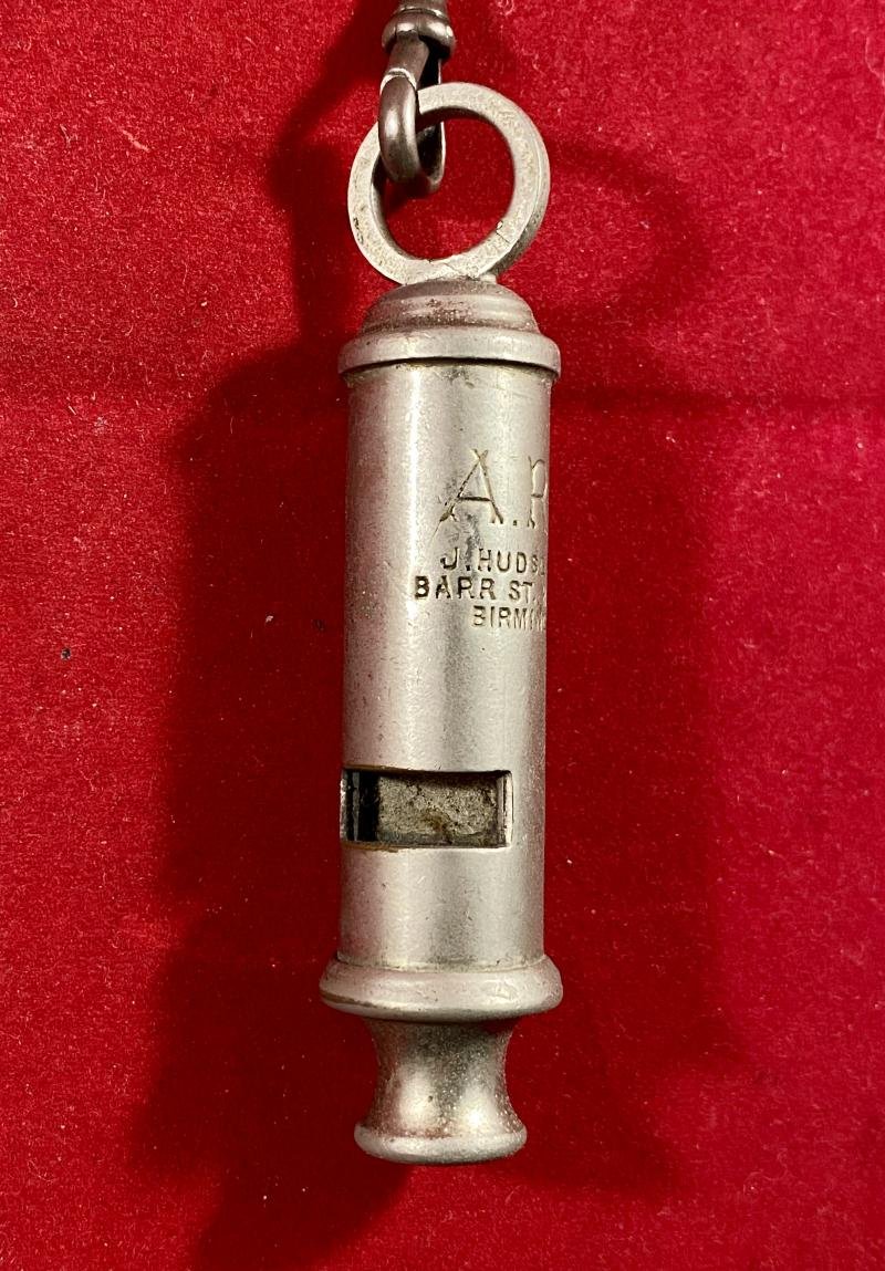 Original WW2 A.R.P. Whistle by J. Hudson & Co of Barr St Hockley Birmingham with Chain — image 3