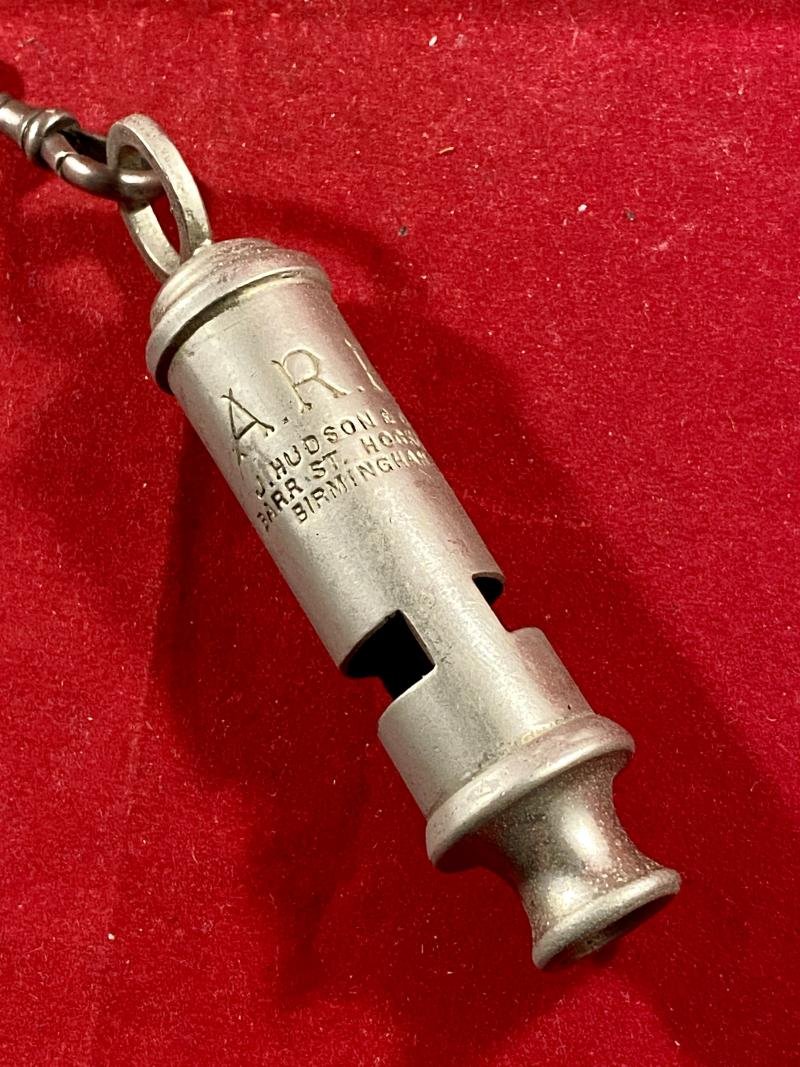 Original WW2 A.R.P. Whistle by J. Hudson & Co of Barr St Hockley Birmingham with Chain — image 9