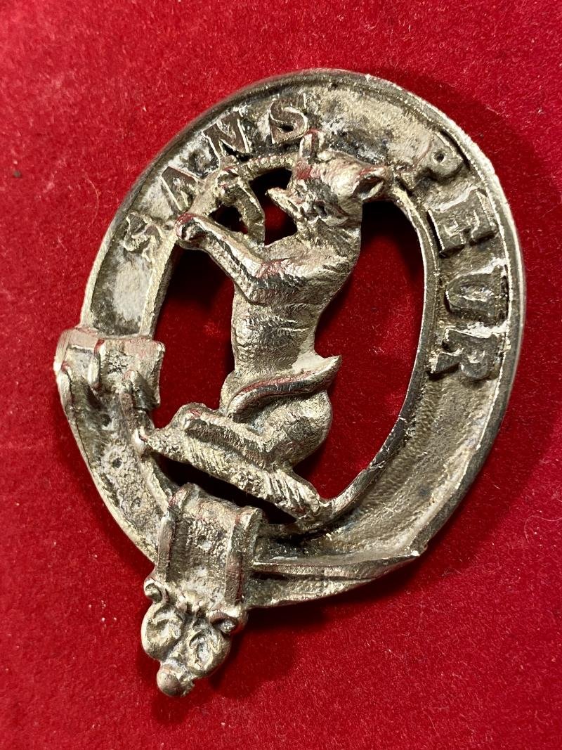 Unusual Scottish 5th Bn. Seaforth Highlanders Glengarry Nickel Silver Badge — image 2