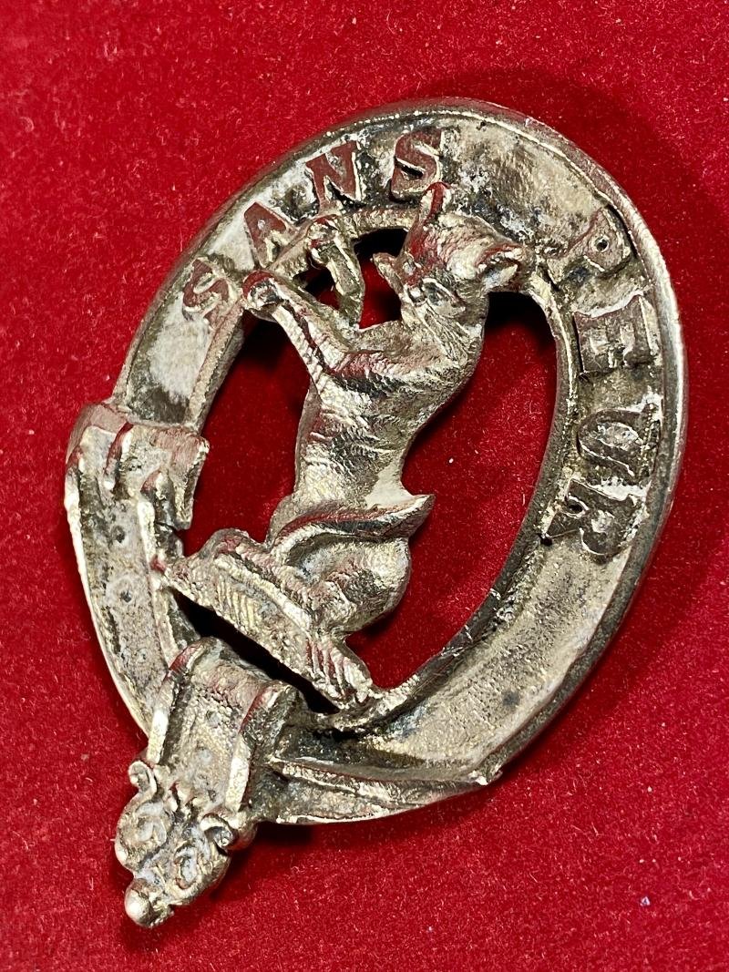 Unusual Scottish 5th Bn. Seaforth Highlanders Glengarry Nickel Silver Badge — image 5