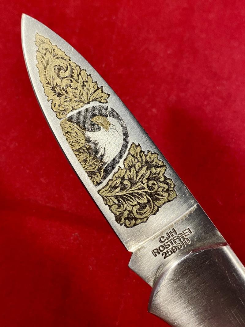 Vintage Folding Lock Knife by Herbertz CJH with Etched Eagle Motif on the Blade — image 3