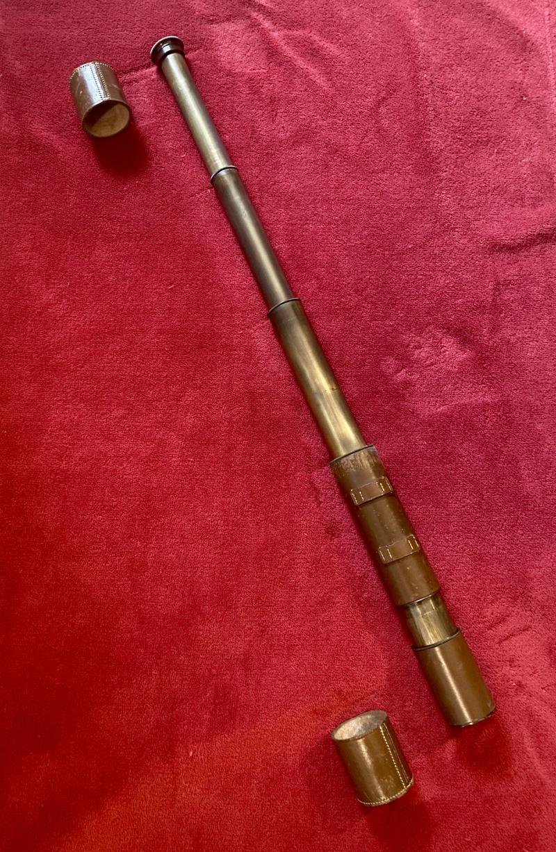 'MARKSMAN' Three-Draw Brass Telescope by J.H. STEWARD Ltd London with Stitched Leather Barrel and End Protectors
