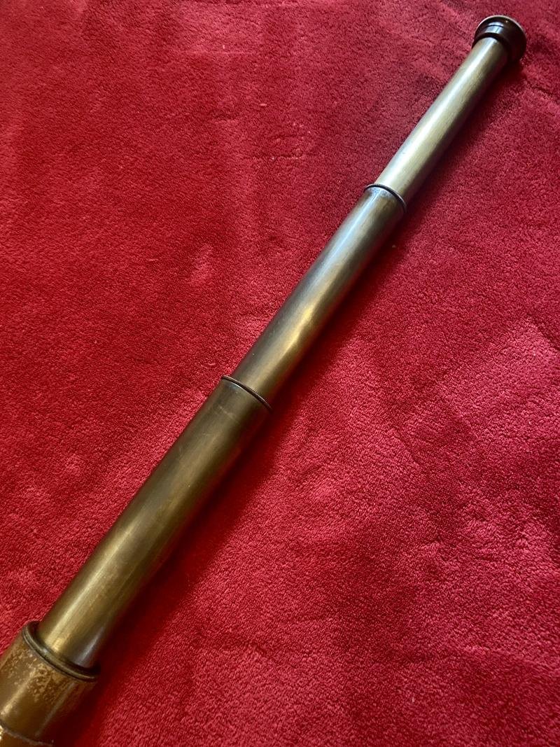 'MARKSMAN' Three-Draw Brass Telescope by J.H. STEWARD Ltd London with Stitched Leather Barrel and End Protectors — image 3