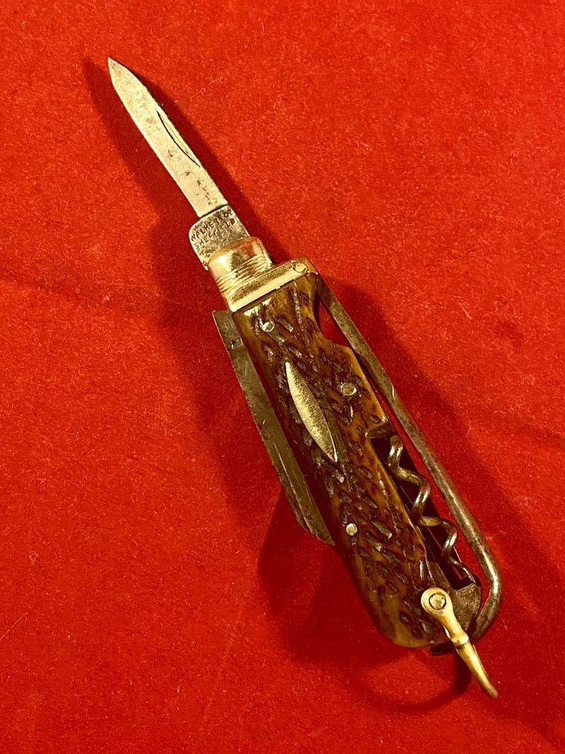 Unusual Antique Multi-Tool Horseman's Farrier's Knife with Horn Grip c1880 — image 10