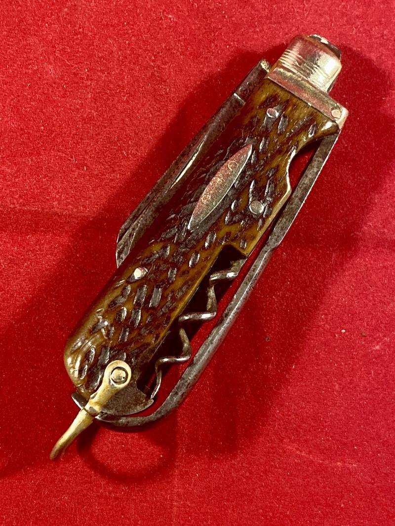 Unusual Antique Multi-Tool Horseman's Farrier's Knife with Horn Grip c1880 — image 8