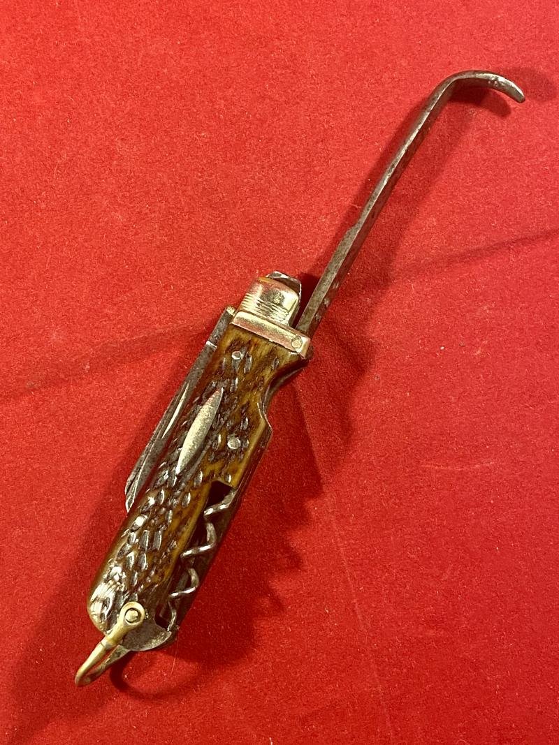 Unusual Antique Multi-Tool Horseman's Farrier's Knife with Horn Grip c1880 — image 9