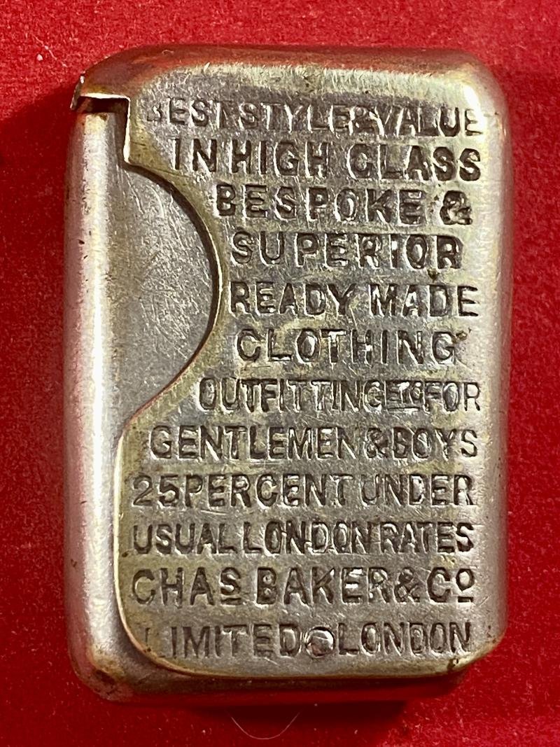 Rare Victorian Plated Brass Vesta Case made by Thomas Turner & Company for Charles Baker & Company's Stores c1885 — image 2