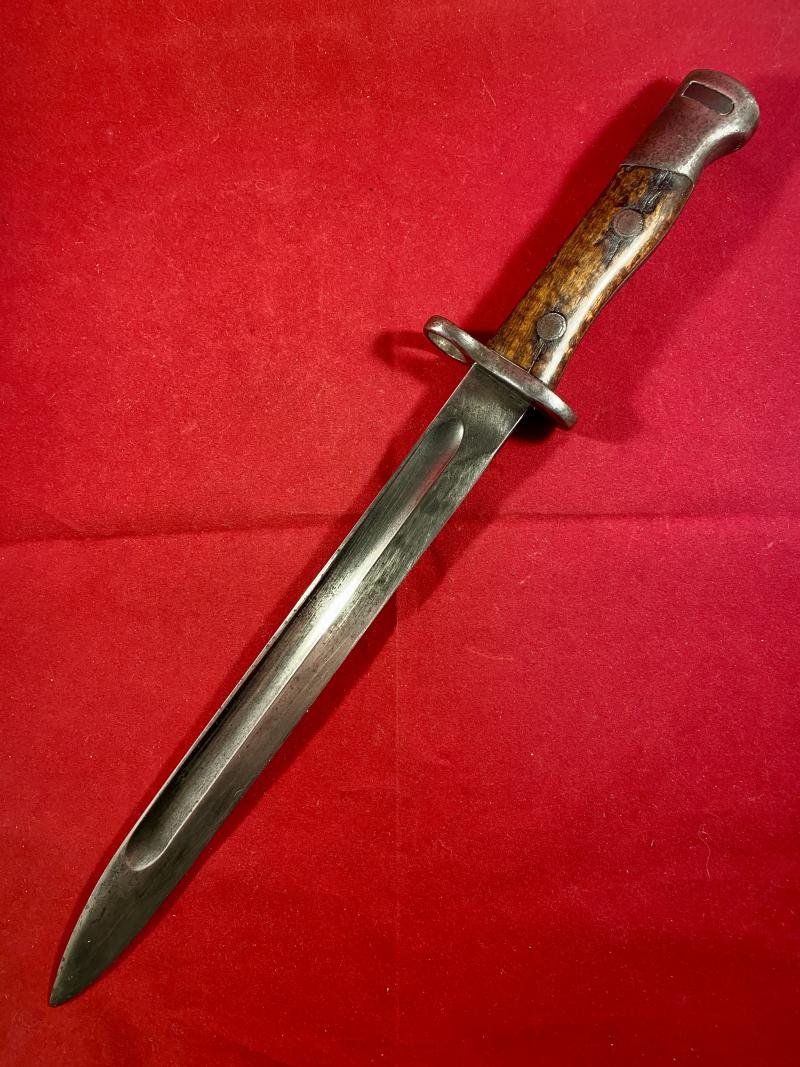 Scarce Unmodified Siamese Type 45 Mauser Bayonet with its original Blued Steel Scabbard — image 2