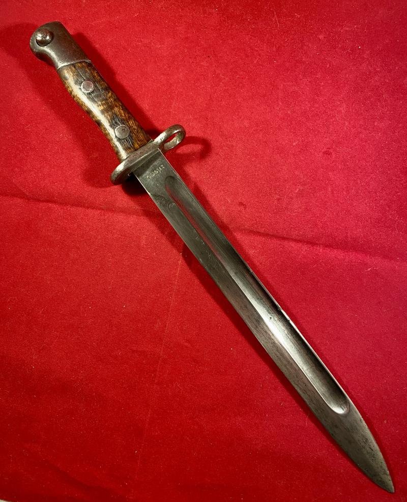 Scarce Unmodified Siamese Type 45 Mauser Bayonet with its original Blued Steel Scabbard — image 3