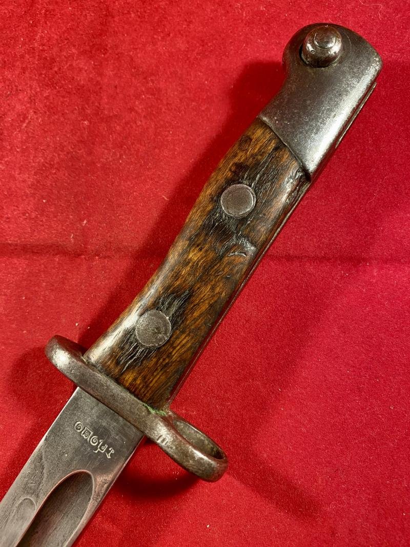 Scarce Unmodified Siamese Type 45 Mauser Bayonet with its original Blued Steel Scabbard — image 6