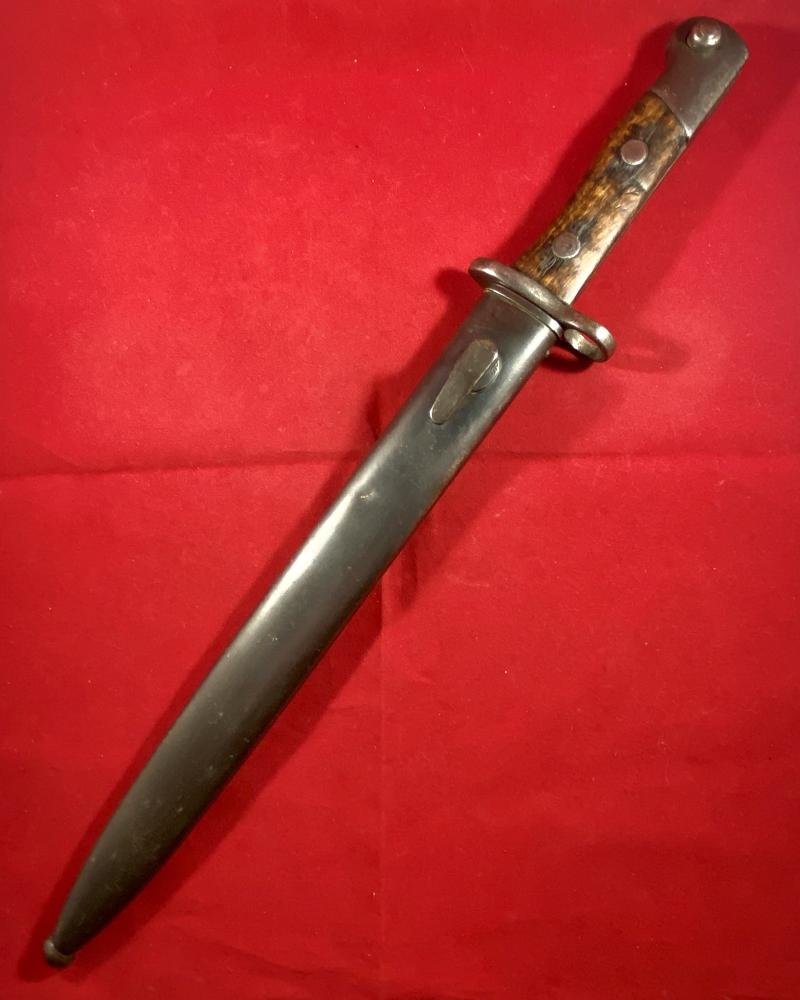 Scarce Unmodified Siamese Type 45 Mauser Bayonet with its original Blued Steel Scabbard — image 8