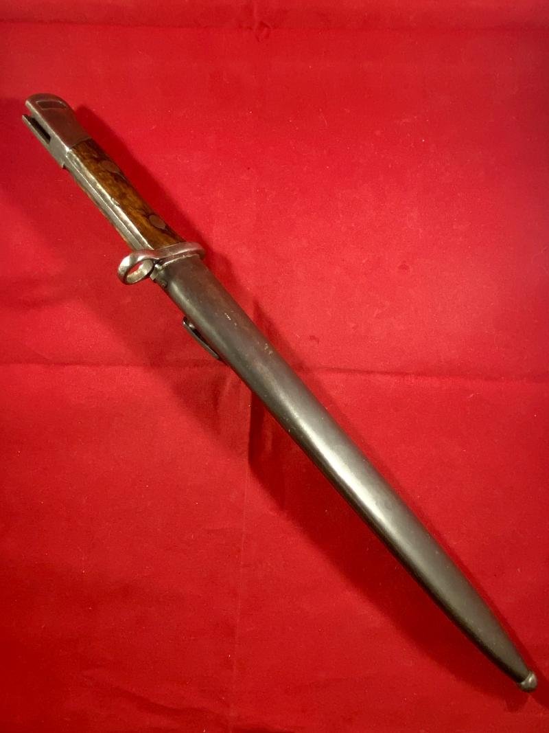 Scarce Unmodified Siamese Type 45 Mauser Bayonet with its original Blued Steel Scabbard — image 9
