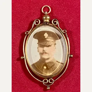 Impressive WW1 Sweetheart Gilt Brass Framed Glass Pendant with a …