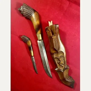 Stunning Large Hand Carved Set of 'Bear Head' Finnish Puukko …