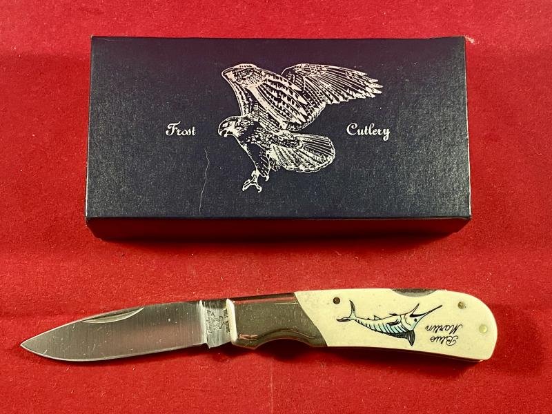 Collector's Lockback Knife by Frost Cutlery with Custom Scrimshaw of a Blue Marlin by O.D. — image 2