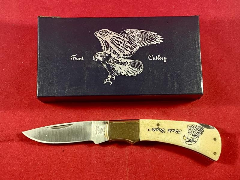 Collector's Lockback Knife by Frost Cutlery with Custom Scrimshaw of a Bald Eagle by O.D. — image 2