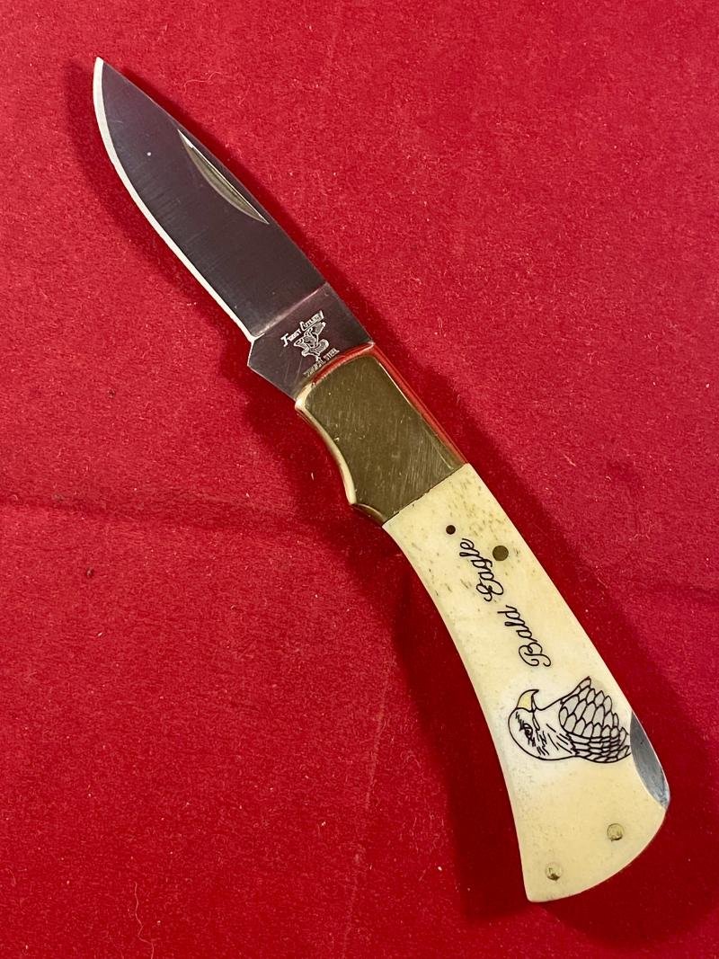 Collector's Lockback Knife by Frost Cutlery with Custom Scrimshaw of a Bald Eagle by O.D. — image 3